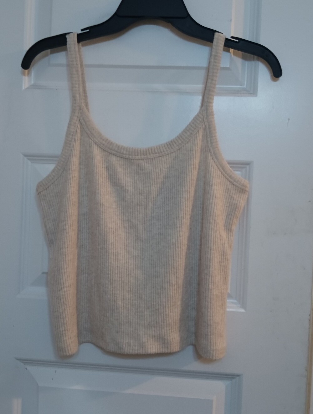 Universal Thread Cream Ribbed Spaghetti Strap Tank